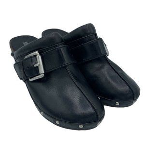 Michael Kors Size 8 M Black Leather Slip On Clogs